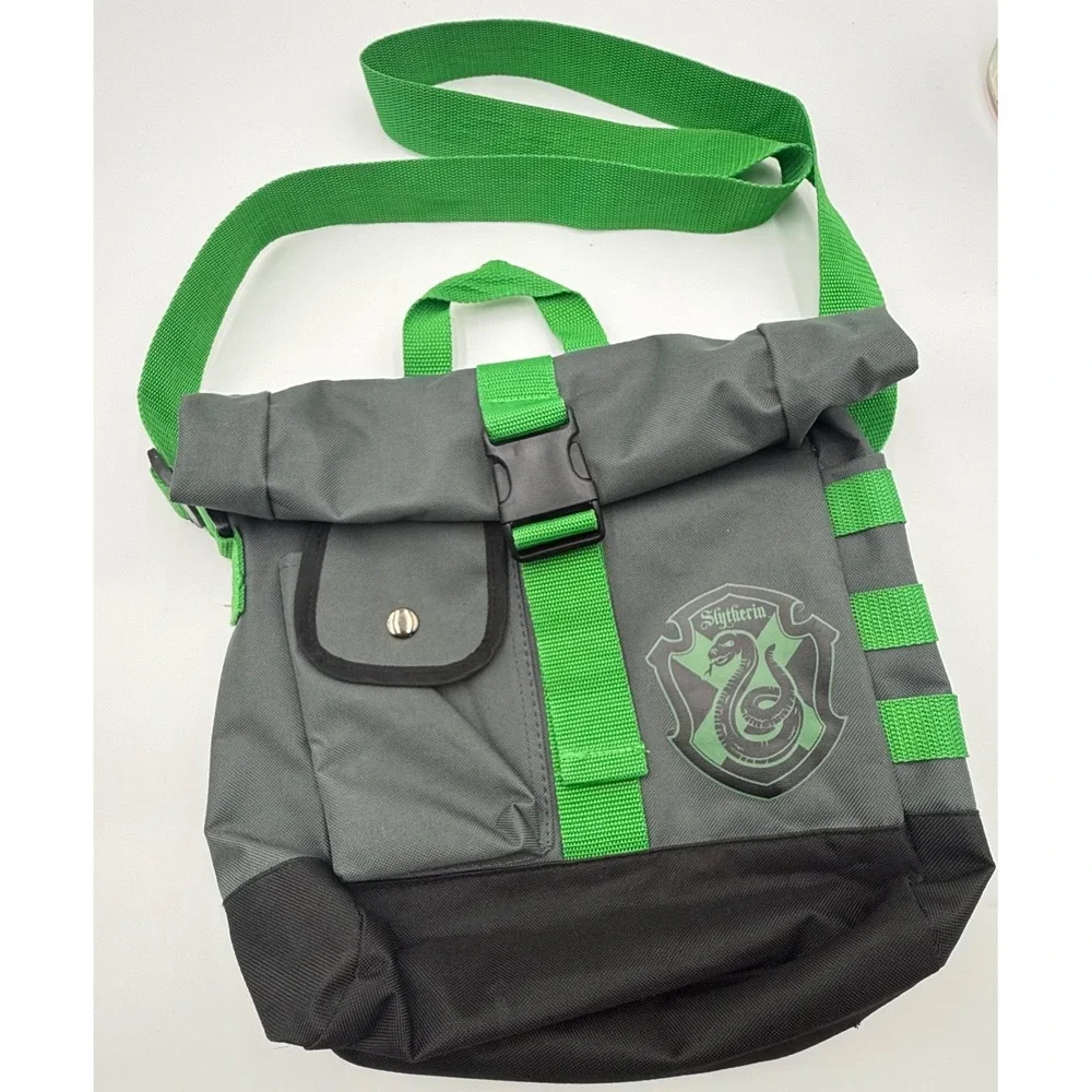 Harry Potter Slytherin Roll Top Crossbody Messenger Bag Green Gray 2018